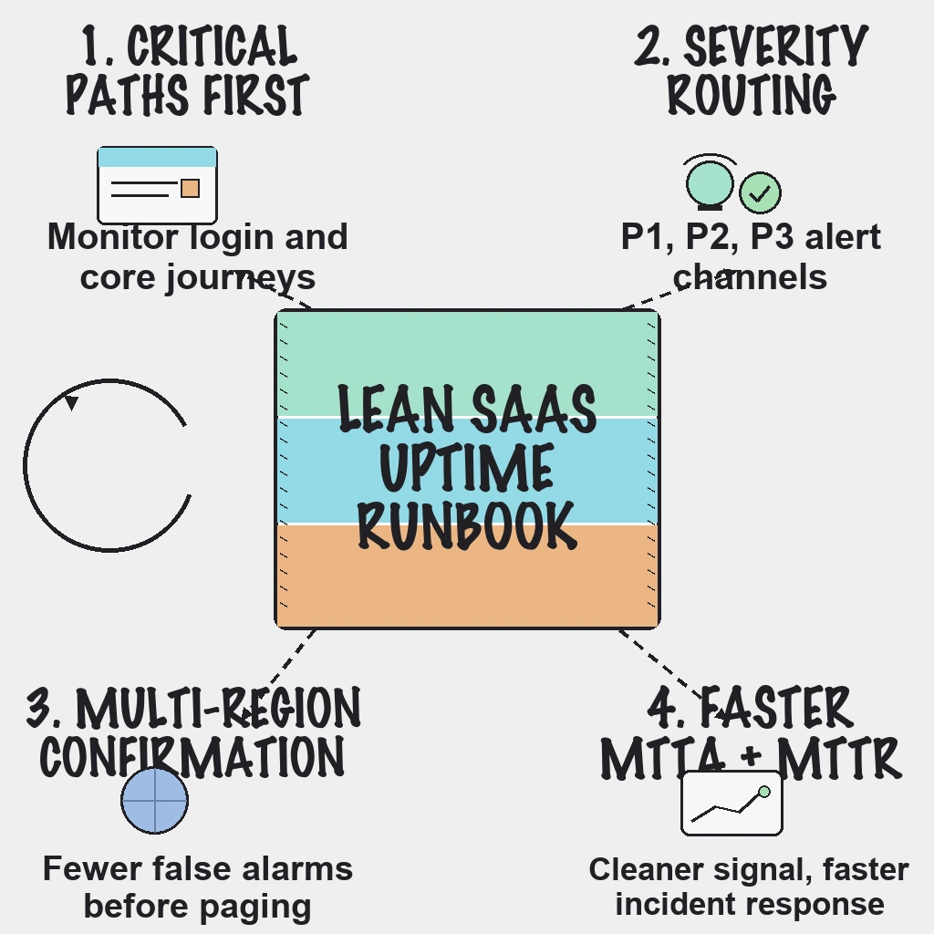 Uptime Monitoring for Lean SaaS Teams: A Practical Runbook to Reduce Alert Fatigue